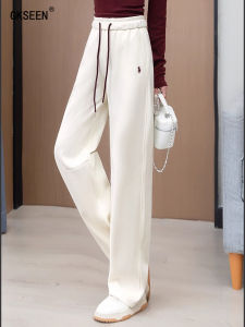 Casual Fashionable Womens Sweatpants High Waist Elastic Waist Straight Leg Pants Cotton Blend Comfortable Wide Leg Trousers