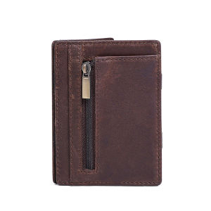 Vintage Real Leather Ultra Thin Zipper Coin Pouch Multi-functional RFID anti-theft ID Credit Card Holder Mens Fashion Simple Magic Pocket Small Wallet