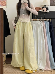 Laid-back Yamamoto Quick Dry Wide Leg Casual Pants Women Summer 2025 New High Waist Versatile Loose Drawstring Trousers