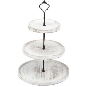 3 Layer Wood Cake Tray Cupcake Display for Stand Snack Dessert Wedding Party Table Birthday Round Tiered Dessert Serving Tray