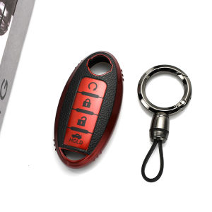 4button Leather Car Key Case Cover for Nissan Leaf Micra Qashqai J11 J10 X Trail T32 Versa Note Patrol Key Fob Cover Accessories