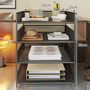 evesigar | Multifunctional Standing Metal Filing Rack Multi-layer Organizer Bookshelf Desk Organizer