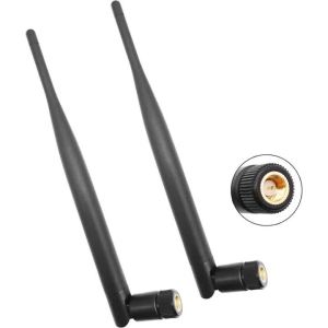 2PCS High Gain 6dBi 2.4G 5.8G Omnidirectional Rubber Rod Antenna Collapsible WiFi Bluetooth Aerial SMA Male for Wireless Router