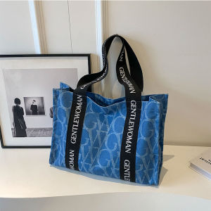 Large Capacity Canvas Tote Bag Womens 2024 New Gentle Woman Letter Print Handbag Single Shoulder Bag Casual Original Design