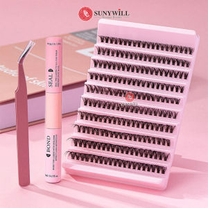SUNYWILL DIY Natural False Eyelashes Extension Kit 10 Rows Individual Eyelash 8-16mm Mix Length Soft Hair Grafting C Curl 3D Mink Fake Eye Lashes