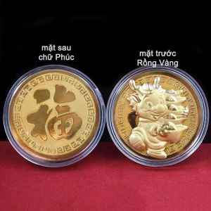 Vía Ông Thần Tài Mạ Vàng và Đồng Xu Rồng Thần Tài Mạ Vàng Làm Quà Tặng Cực Vip
