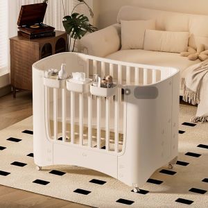 Adjustable Height Baby Bed Portable Multi-Function Newborn Connecting Large Bed BB Bed Diaper Table Baby Bed Home Childrens Furniture