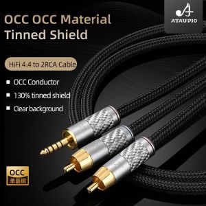 ATAUDIO HiFi 4.4mm to 2RCA Audio Cable for Amplifier Speaker Hi-end OCC Core 4.4mm Balanced to 2RCA Male Audio Adapter Cable