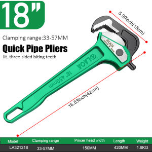 LAOA | LAOA Quick Pipe Pliers 10 12 14 18 Inch CR-V Three-Sided Bite No Adjustment Needed Plumbing Tool