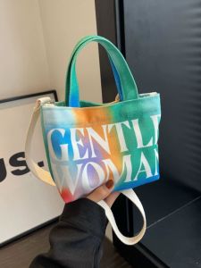 Large Capacity Canvas Tote Bag Womens Summer 2024 Letter Print Single Shoulder Shopping Bag Fashionable Handbag for Youth