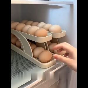 FH-C993 Tempat Telur Ayam Kulkas 2 Tingkat Bergulir Otomatis / Rak Telor Egg Box Kotak Penyimpanan
