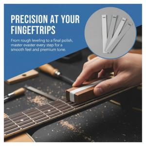 6PCS Guitar Neck Fret Leveling Bar Luthier Tool Kit with 100/240/320 Grit Sandpaper for Guitar Enthusiasts DIY