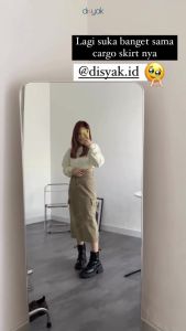 DISYAK - Rok Cargo Highwaist Midi Skirt Jeans Non Strecth Cappucino 8314-8414