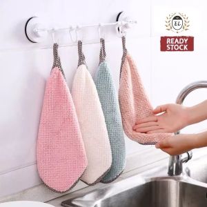 Coral Fleece Cloth🔥Ready Stock🔥Kitchen Hanging Super Absorbent Towel Kain Dapur Serap Air 珊瑚绒抹布