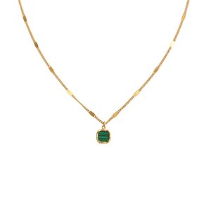 Vintage Green Pendant Necklace • Waterproof Non Tarnish • 18K Gold Plated 316L Stainless Titanium Steel Fashion Necklaces Women NL275 Solis Jewelry