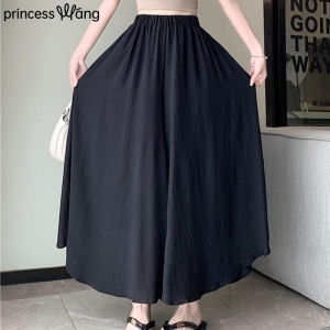 WANGGONGZHU | กระโปรงทรงเอเอวสูง ทรงหลวม ทรงลำลอง สำหรับผู้หญิง ฤดูร้อน 2025 กระโปรงสั้นทรงเอแฟชั่นไซส์เล็ก กระโปรงยาวปานกลาง