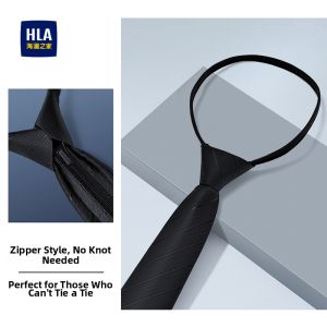 HLA | Zipper Easy Wear Tie For Men Business Formal Black