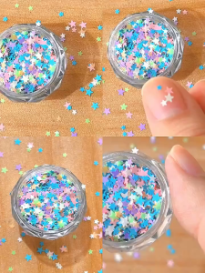 Hôp sequin hình tim ngôi sao tone pastel mùa hè trang trí móng nghệ thuật 2pcs