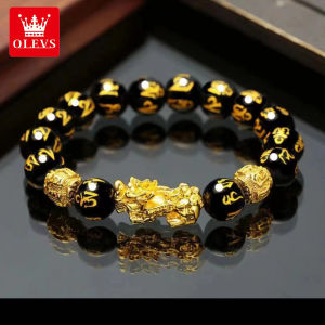 OLEVS bracelet for men women fashion style Obsidian Stone Wristband Pixiu Wealth and Good Luck Bracelet