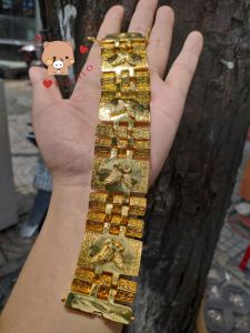 Lắc Tay Đại Bàng Nam Chạm Khía Mạ Vàng 24K Cao Cấp (Có video) - Mang Trên Tay Y Như Lắc Vàng Thật - Lokalo M25822