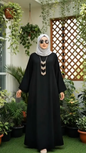 Jubah Muslimah Abaya S–4XL Kain Como Crepe Lengan Panjang Zip Belakang | Penghantaran Pantas