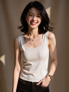 Áo Ba Lỗ Không Tay Dệt Kim Màu Đen Basic House Cổ Vuông Ôm Vừa Vặn Mặc Trong Mùa Thu Đông Cho Nữ