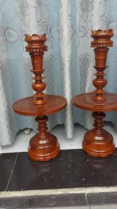 Cặp chân đèn gỗ tràm màu vàng đĩa MDF CAO 50 CM