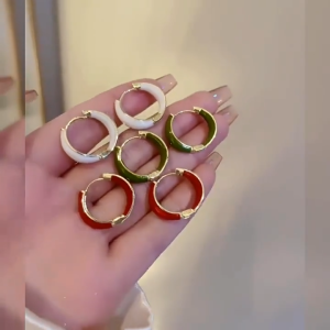 French Elegant Drip Glaze Hoop Earrings Light Luxury High-End Design Plain Multicolor Earrings