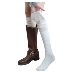 Womens Over-Knee Long Socks White Spring Autumn Winter Boot Socks JK Long Socks Booties Ankle Boots Sweet Style Pure Color