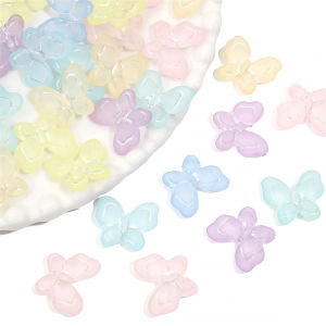10Pcs 21x18mm Silver Line Frosted Acrylic Colorful Butterfly Beads Charms for Necklace Bracelet DIY Jewelry Craft Making