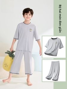 MiiOW | Bộ đồ ngủ tay giữa cho bé trai MiiOW Catman Bộ đồ ngủ mùa hè thoáng khí thoải mái bằng vải viscose và polyester