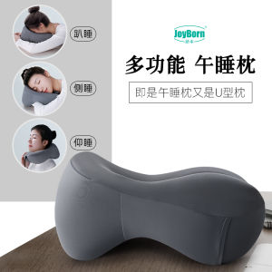 พิมพ์ผ้าฝ้ายโพลีเอสเตอร์ U-Shaped Memory Foam Neck Support Pillow สำหรับนอนหลับกลางวันในห้องทำงาน