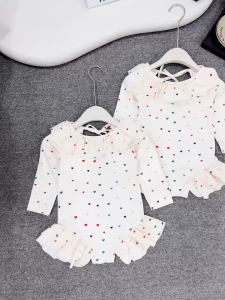 Đồ bơi bé gái dài tay khoét lưng in timbikini liền thân bé gái 10-30kg