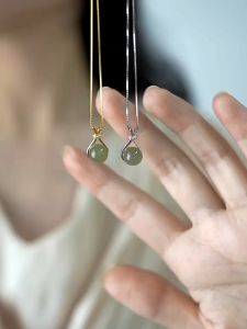 TERBARU Kalung Titanium Wanita Liontin Bulat Hijau Korean Style Anti Luntur Dan Anti Karat