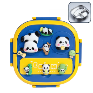 กล่องอาหารมื้อเที่ยงแบบแยกส่วนลายการ์ตูนในฝังน้ำแข็งจากเหล็กไนลอน 304 สำหรับเด็กนักเรียนประถมศึกษา กล่องอาหารเดินทางแบบอเนกประสงค์