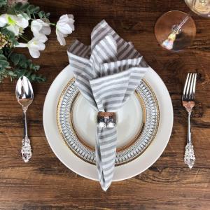 Nordic Style Ins Medium Stripe Linen Cotton Dining Table Mat Heat Resistant Pad Table Decoration Home Fabric Napkins