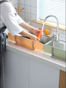 RakanKu Malaysia Adjustable Splash Guard Basin Water Sink Flap Block Household Kitchen Water Barrier Oil-Proof Splashproof Baffle Sink Partition Splash Partition 挡水板 隔水神器