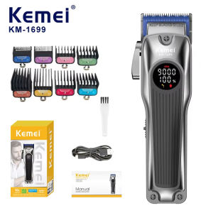 Kemei KM-1699 9000rpm Electric Hair Clipper Mens Professional Trimmers Rechargeable Cordless Hair Cut Machine with LCD Display