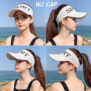 【WJ】Sunscreen hat empty top Lightweight summer shade hat UV resistant outdoor running duck tongue sun hat trend