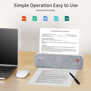 Original PeriPage A4 Paper Printer Direct Thermal Transfer Wirless Printer Mobile 210mm Mini Mobile Photo Printer USB BT Connection with 1 Roll Thermal Paper Support 2/3/4 Paper Width Printing Contract Picture Compatible with Android iOS