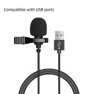New 1.5m Mini Portable Microphone Condenser Clip-on Lapel Mic Wired USB 3.5mm Type C Microphone For Laptop PC Camera