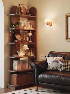 ZHUOHE | Artistic Corner Display Shelf Solid Wood