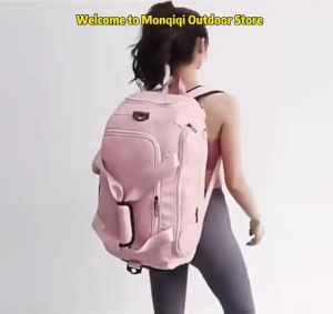 MonQiQi กระเป๋าเดินทางระยะสั้น กระเป๋าใส่สัมภาระพกพา กระเป๋าฟิตเนสกีฬาความจุขนาดใหญ่ กระเป๋าแยกแห้งและเปียก กระเป๋าสำหรับกลางแจ้ง