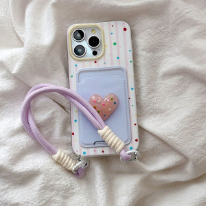 INS Stripes Stereo Heart Card Holder: A Stylish & Protective Case for Oppo Reno12pro