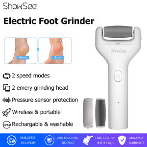 ShowSee Electric Foot Grinder Rechargeable Electric Callus Remover Shaver Foot Hard Dead Skin Remover Pedicure Tools Foot Care Scrubber 2 Roller Heads