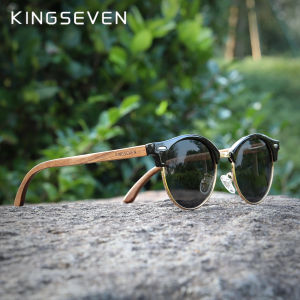 KINGSEVEN Kính Râm Phân Cực Bằng Gỗ Óc Chó Đen Thủ Công UV400 Kính Râm Tráng Gương Dành Cho Nam Và Nữ Khi Mặc Ngoài Trời
