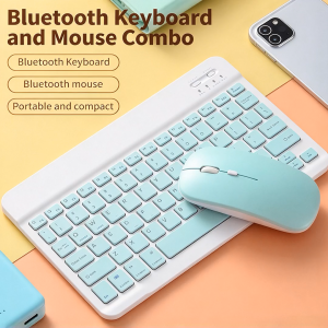 【EOCICI】Bluetooth Keyboard and Mouse Combo 10inch Rechargeable Portable Wireless Keyboard Mouse Set for iOS Android Windows