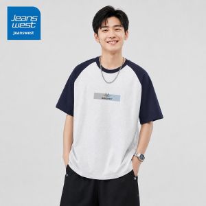 Jeanswest | Áo Thun Nam Tay Lỡ Raglan Cotton In Họa Tiết Phối Màu