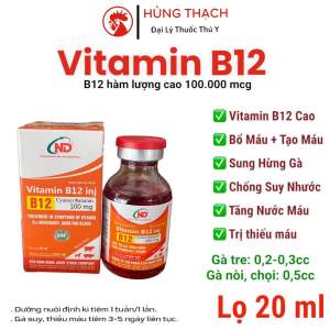Vitamin B12  (20ml) tiêm Bổ Máu Tăng Nước Máu Chống suy nhược nhợt nhạt trên gà đá gà chọi