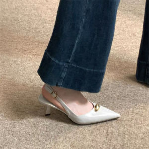 Elegant Miss Peach Pointed Toe High Heels Womens Thin Heel 2025 New Small Metal Buckle Wrap Head Sandals Fashionable Shoes